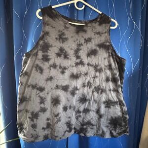 Time and Tru Tie Dye Tank Top Plus Size XXL Gray Black Sleeveless Casual